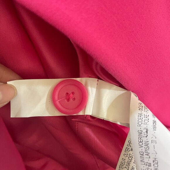 Zara Medium Hot Pink Blazer Jacket With Feathered Cuffed Sleeves Lined NWT - Picture 10 of 11